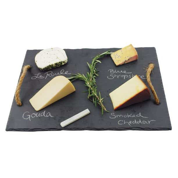 rustic cheeseboard with twine and cheese