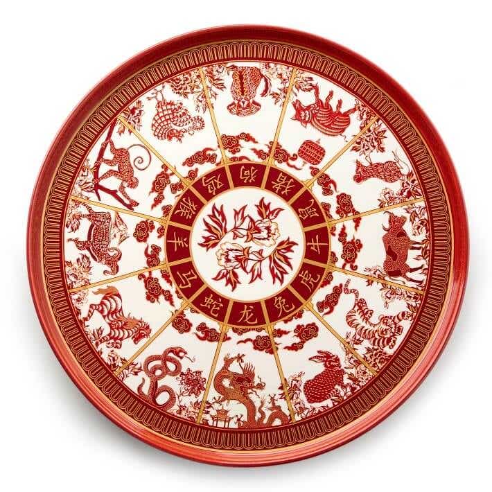 lazy susan with chinese zodiac print