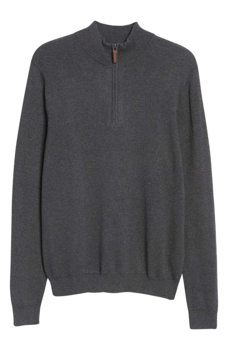 cashmere and cotton half zip sweater