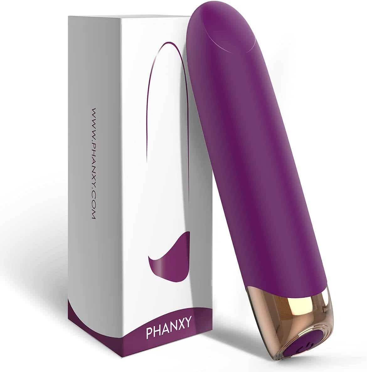 purple vibrator leaning on box