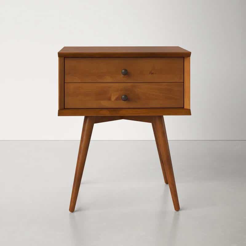 midcentury side table with two drawers