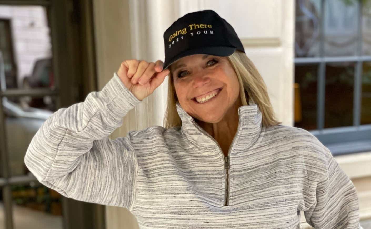 Katie Couric in a "Going There" hat