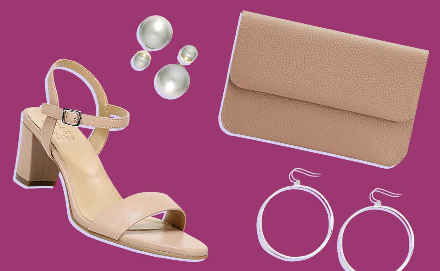 spring accessories against a purple background