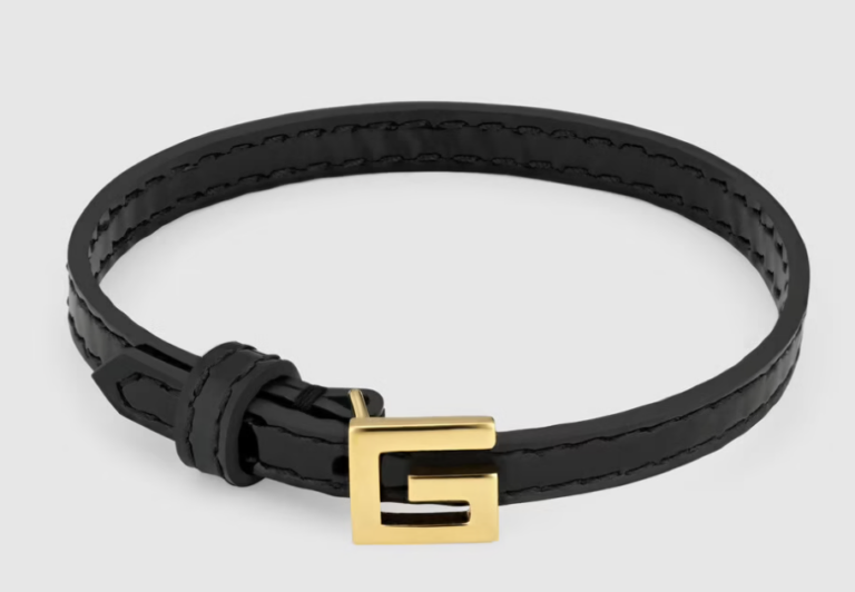 leather cuff with gold G for Gucci