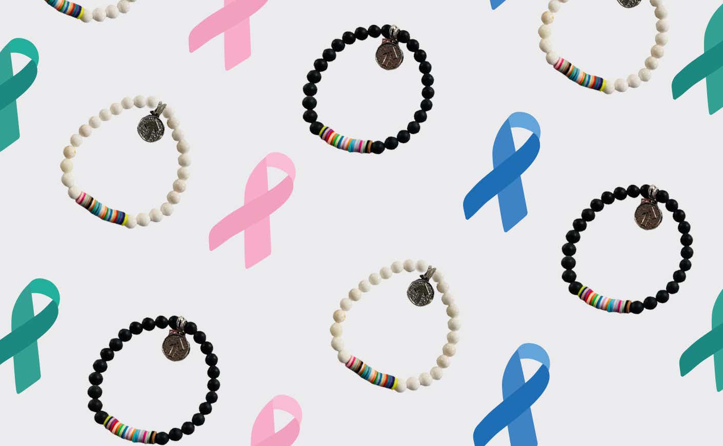 Elyse Ryan bracelet and cancer ribbons