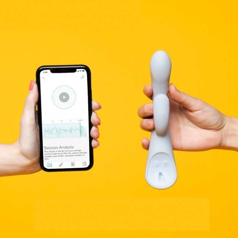 lioness smart vibrator and phone in hand