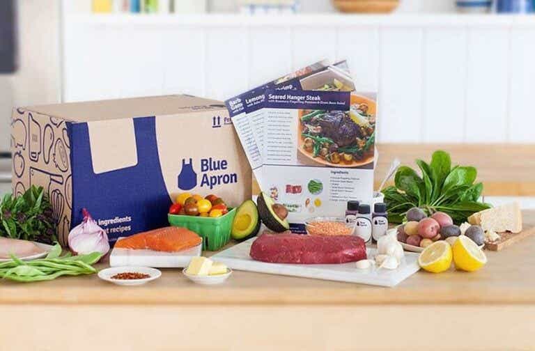 blue apron meal kit on counter