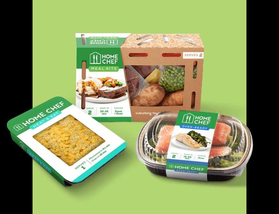 home chef meals on green background