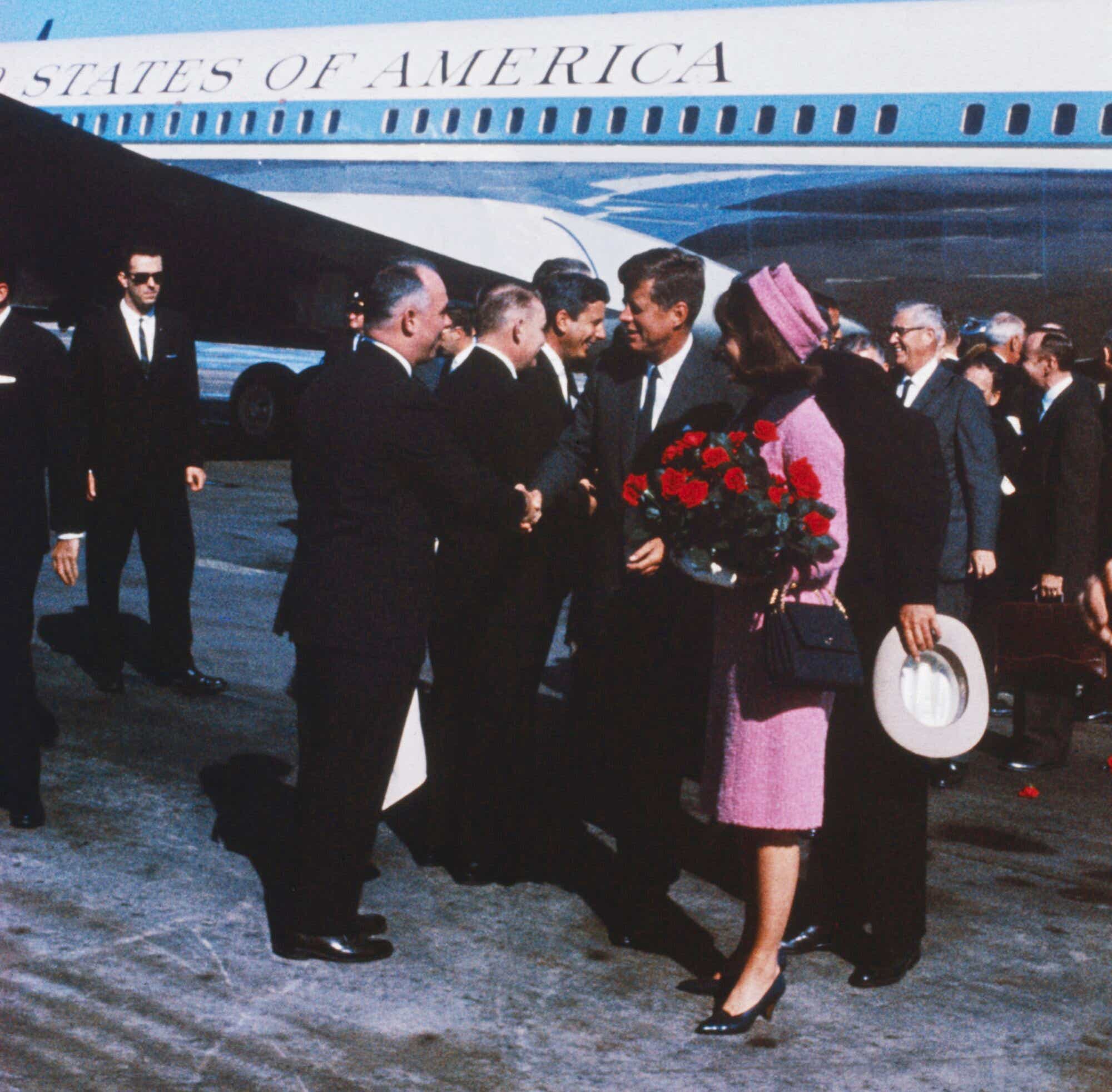 Jackie Kennedy and JFK outside Air Force One hours before his assassination