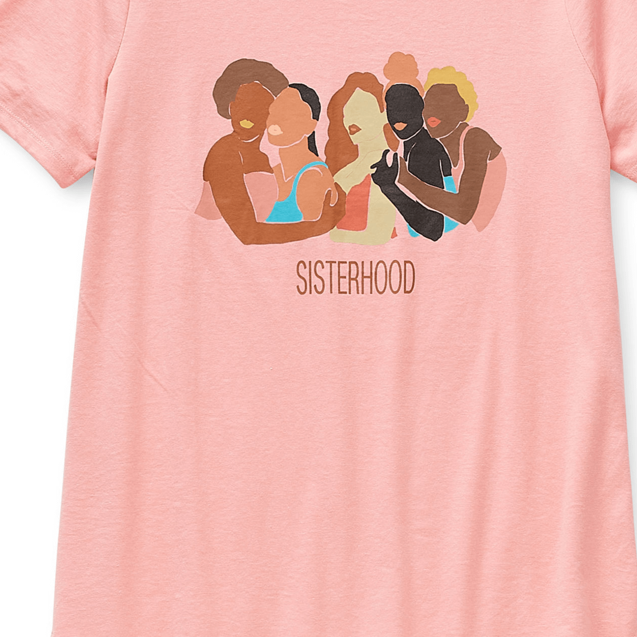 pink shirt with sisterhood graphic