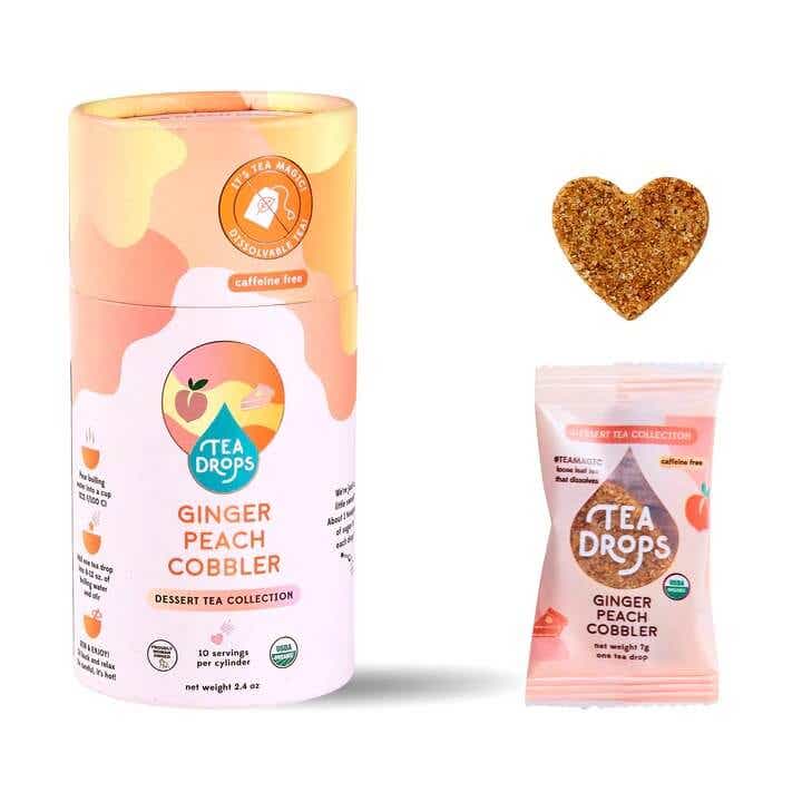 ginger peach tea drops in packaging