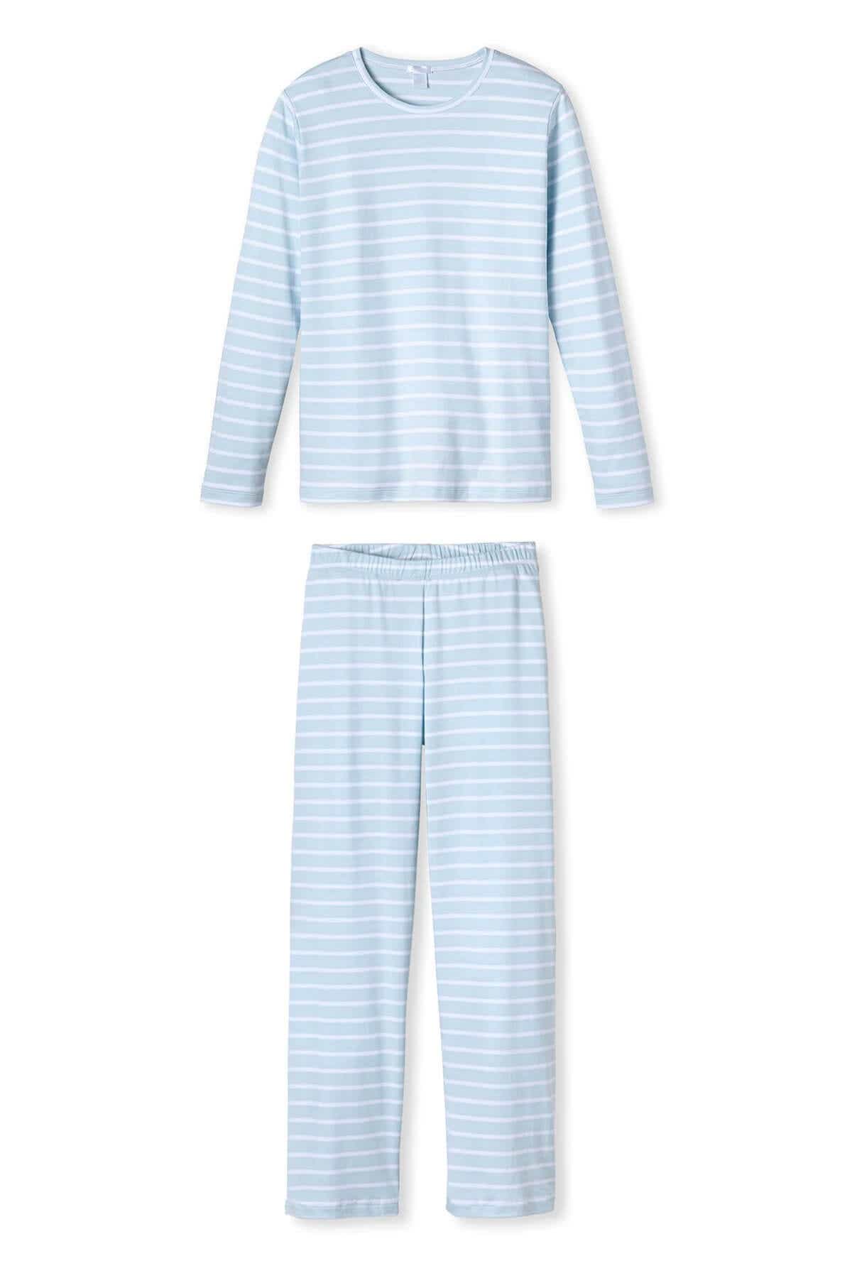 lake striped pajama set in light blue