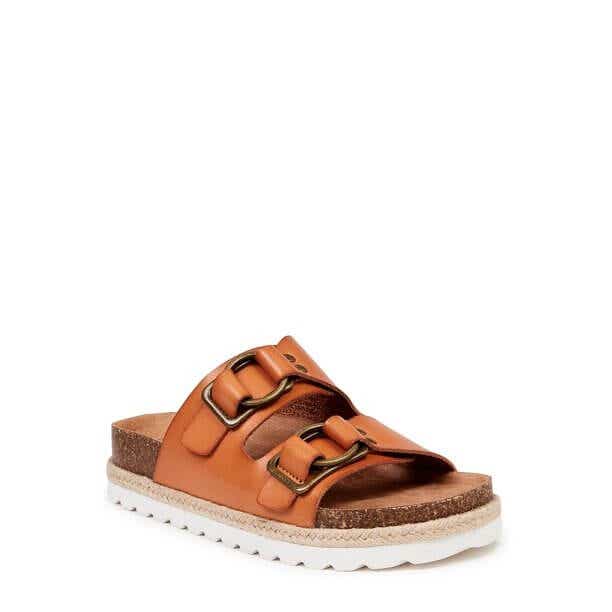 brown leather platform sandals