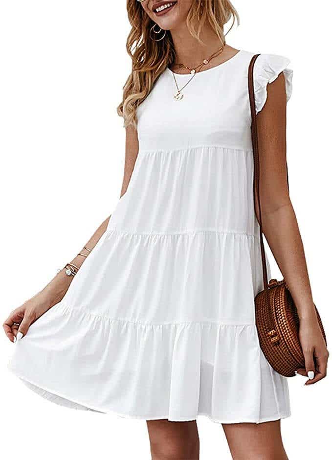 model in white dress
