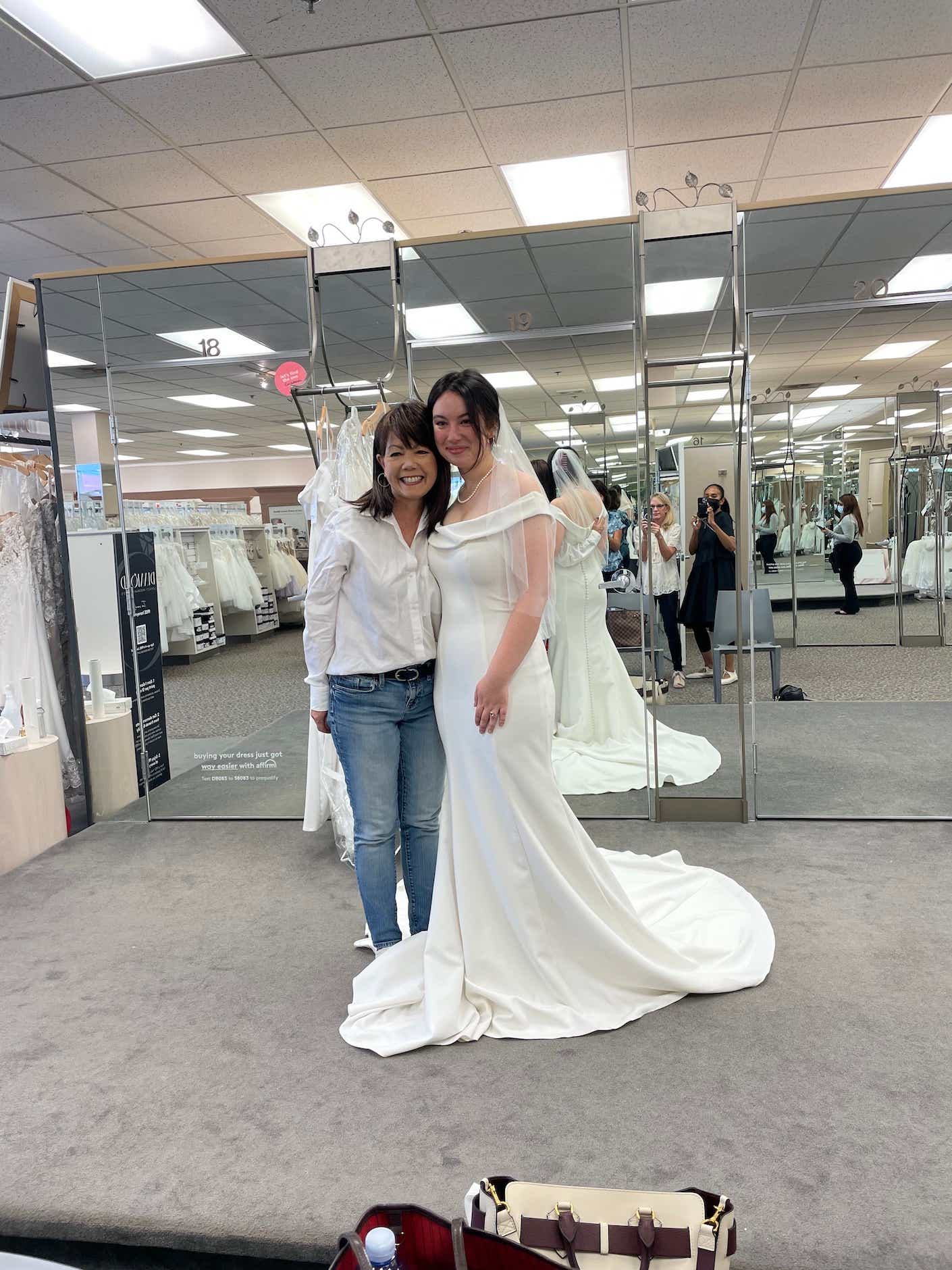 Donna Otis and her daughter wedding dress shopping