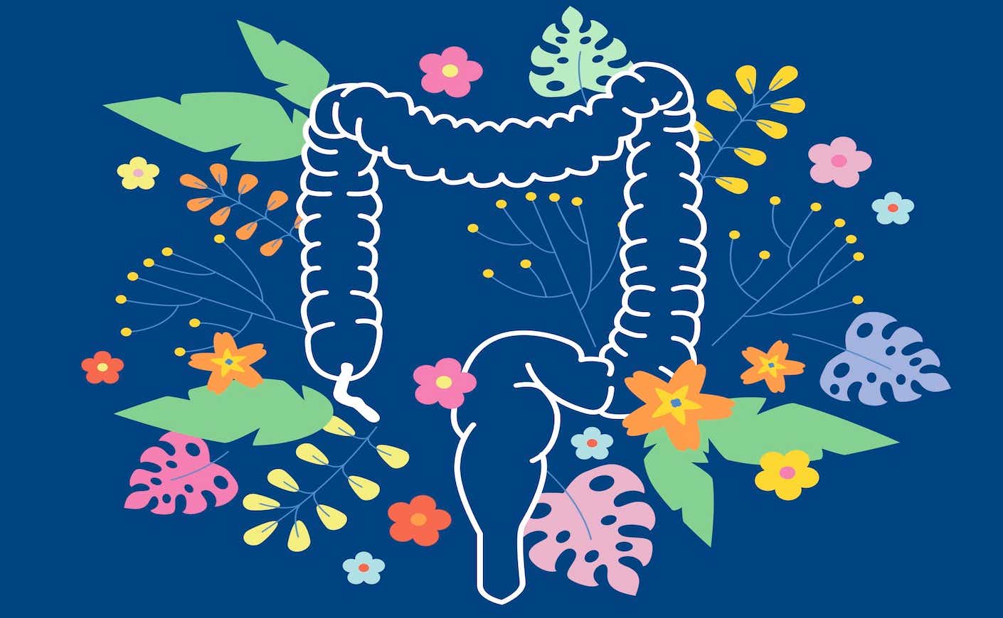 an illustration of a colon surrounded by flowers