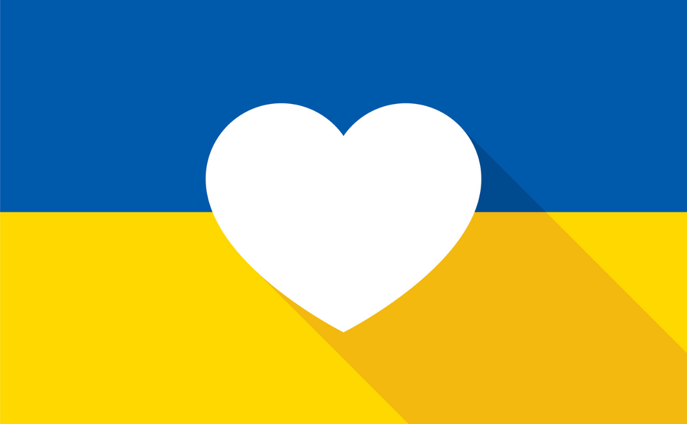 white heart over ukraine flag