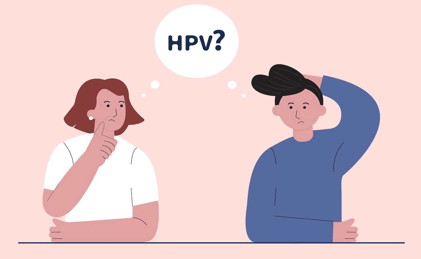 illustration of a couple thinking about HPV