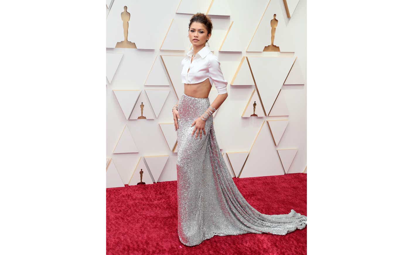 Zendaya stuns in crop top on Oscars 2022 red carpet