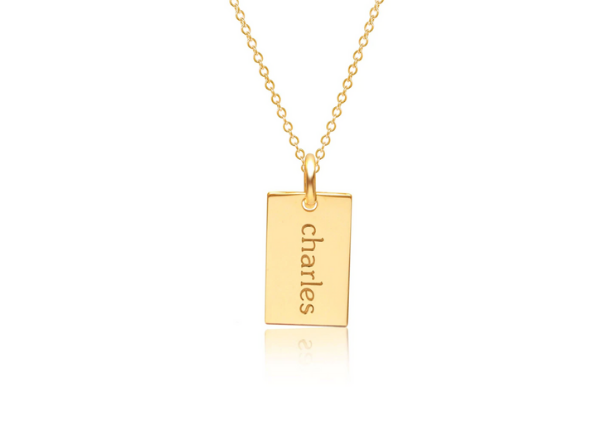 Gold Mini Dog Tag Necklace