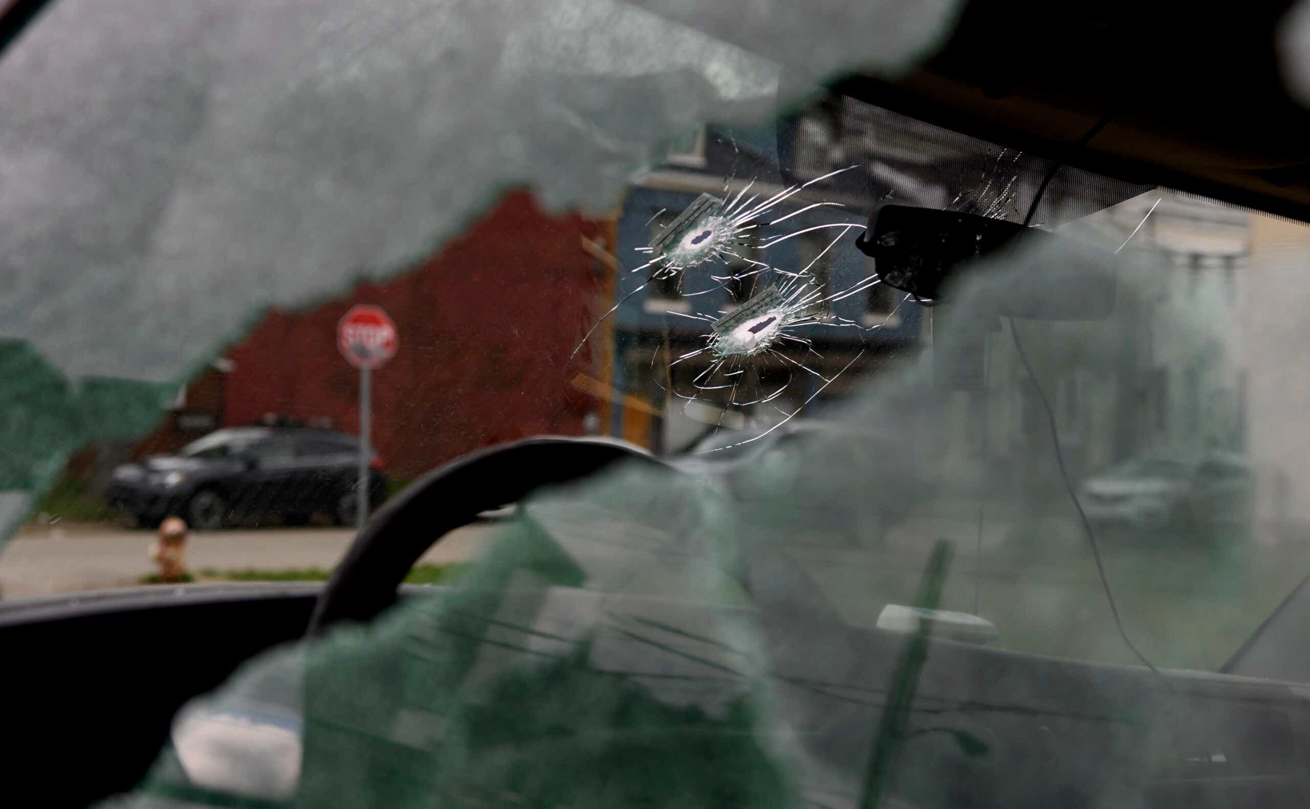 Bullet hole in windscreen