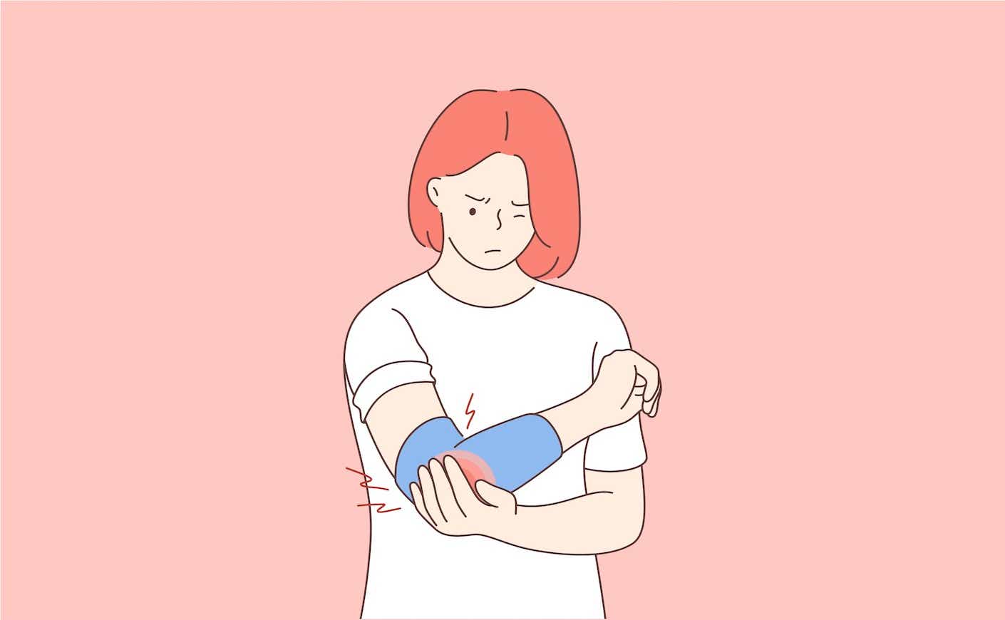 illustration of a woman holding her elbow in pain