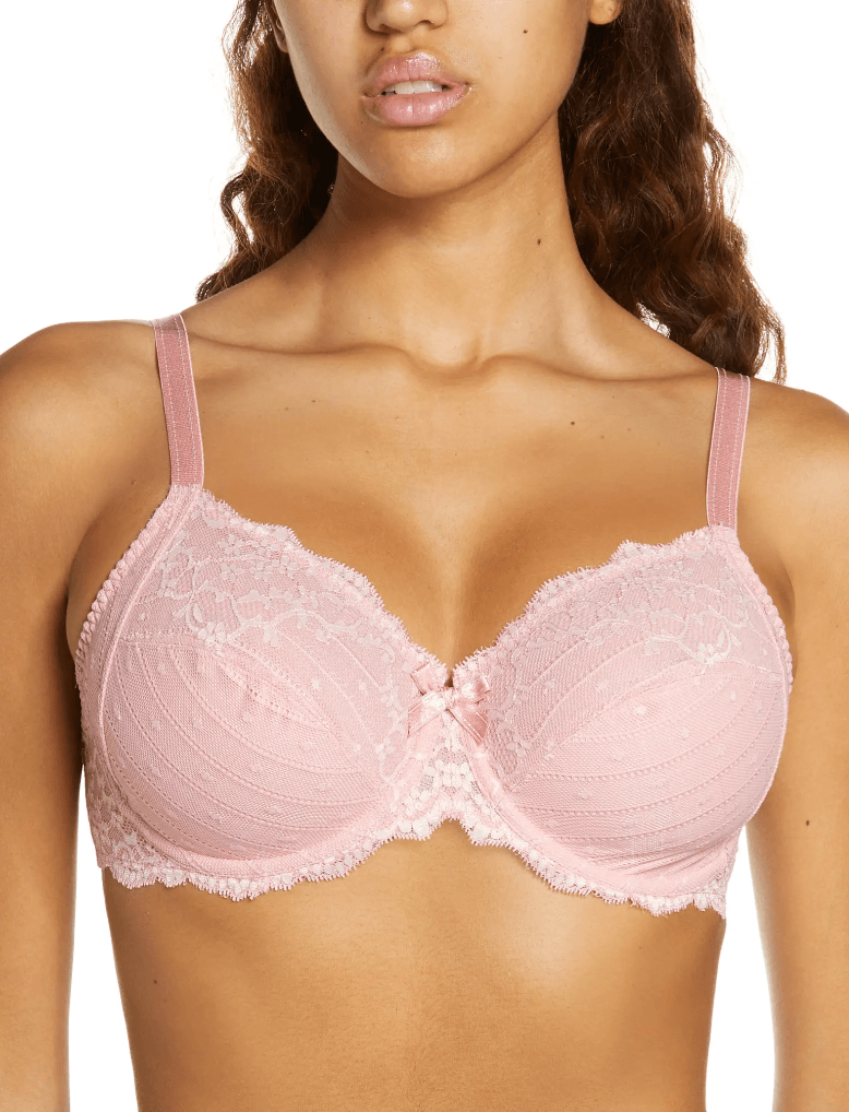pink bra on model
