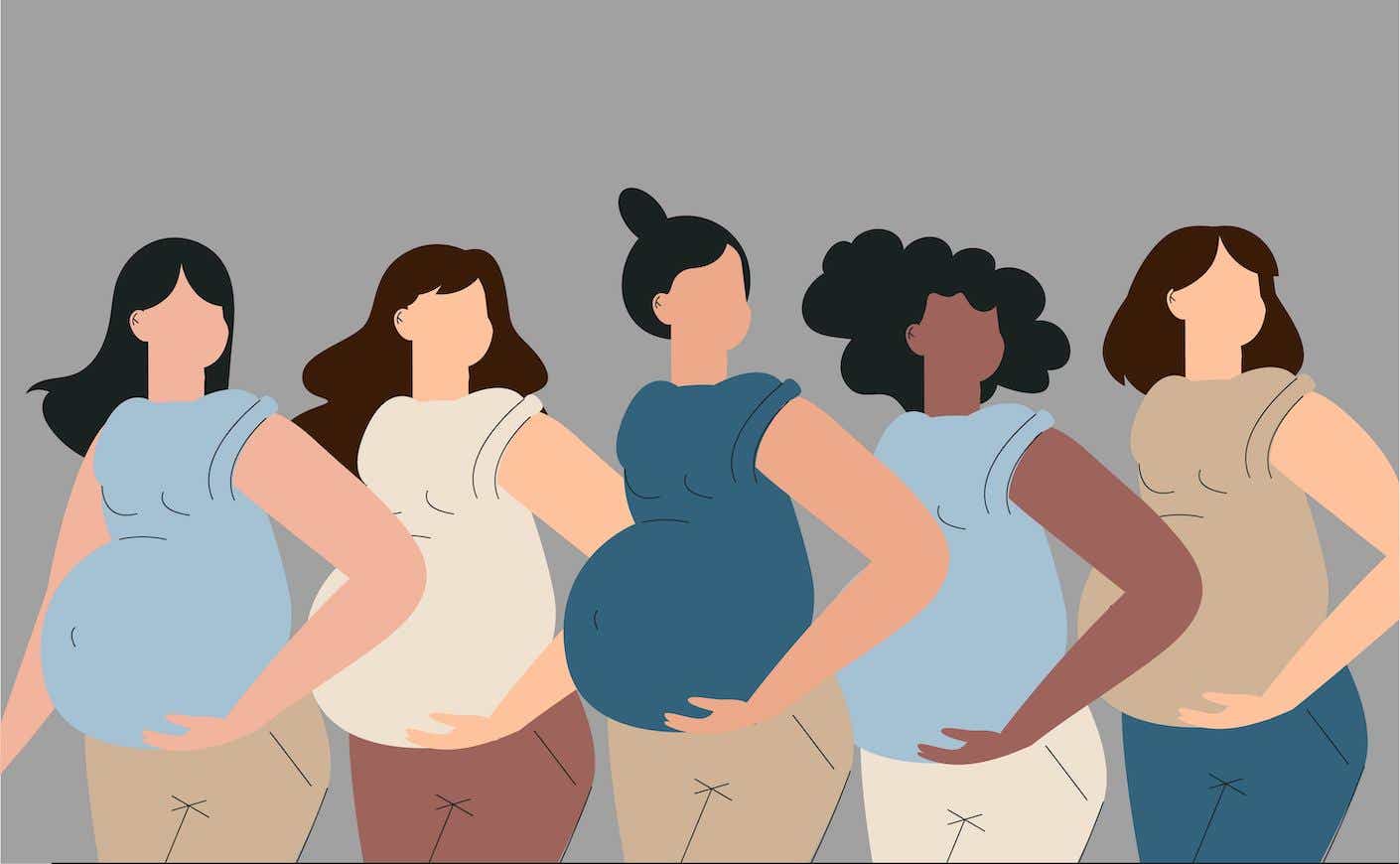 illustration of pregnant women standing next to each other