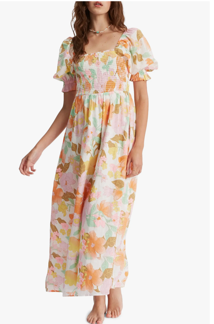 Billabong Super Sweet Floral Cotton Maxi Dress