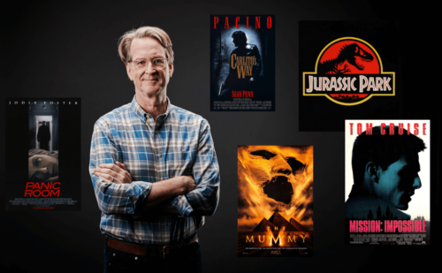 screenwriter David Koepp surrounded by movie posters
