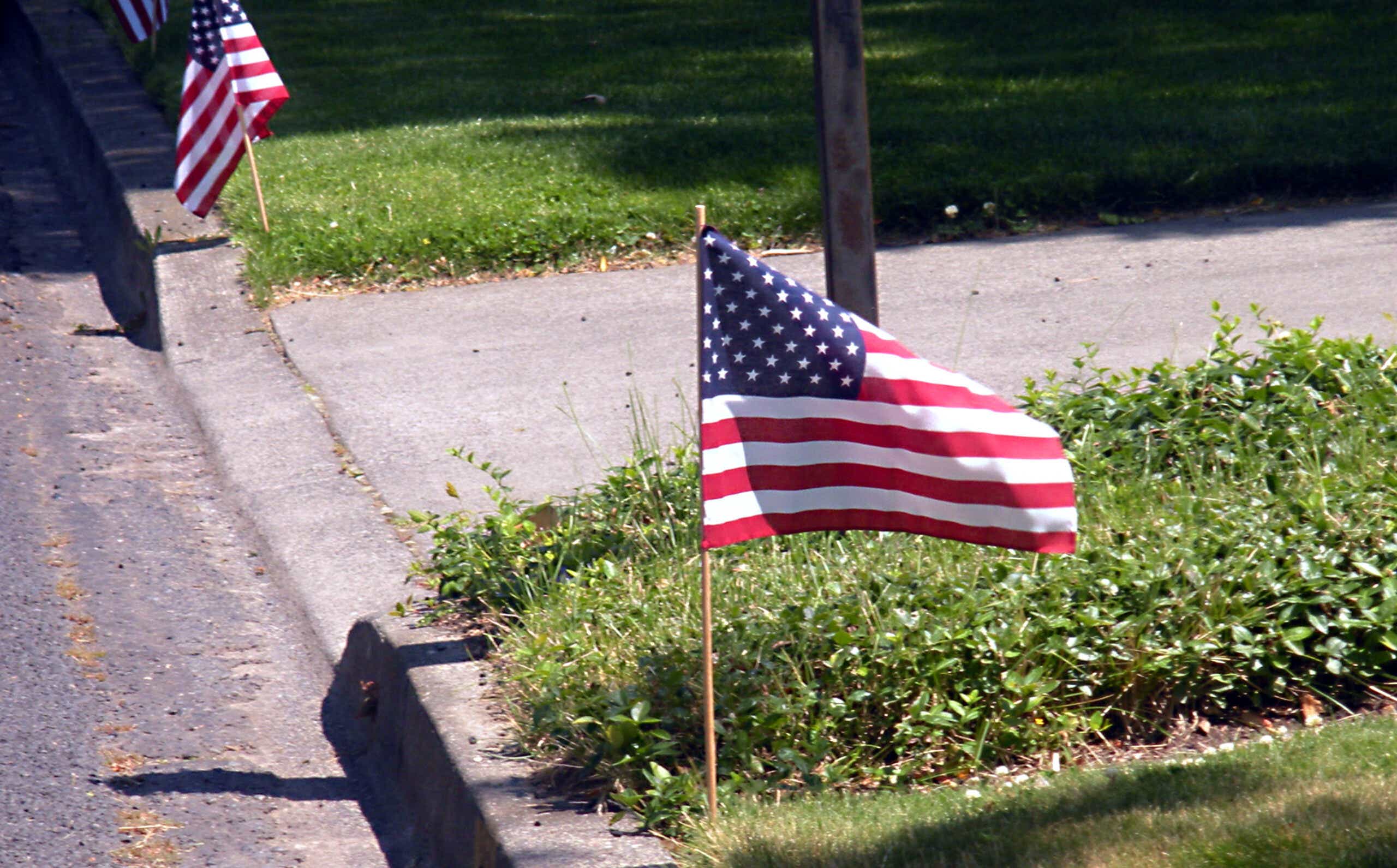 American flag on lawn