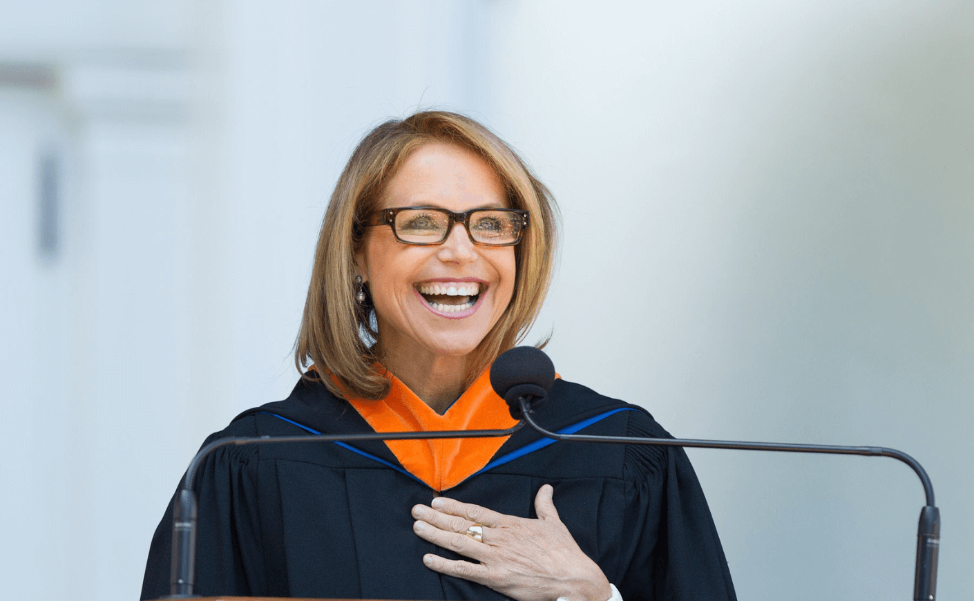Katie Couric delivering a commencement speech at UVA