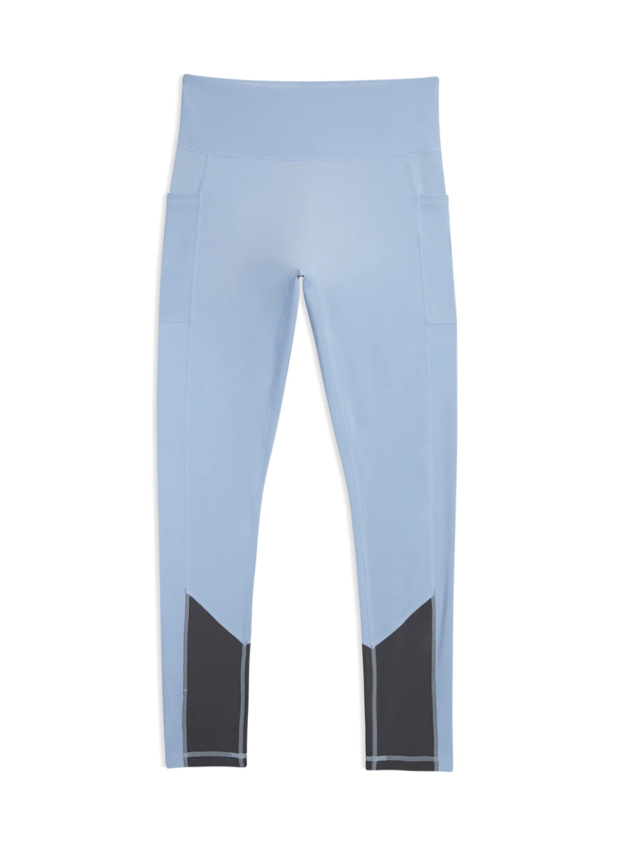 Ice blue leggings with black ankle trim