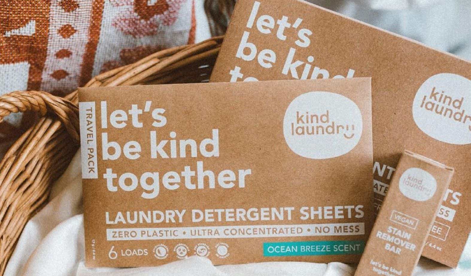 Kind Laundry products in a laundry basket