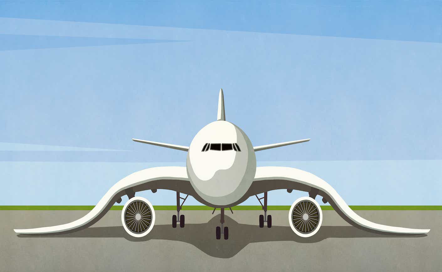 illustration of an Airplane with drooping wings