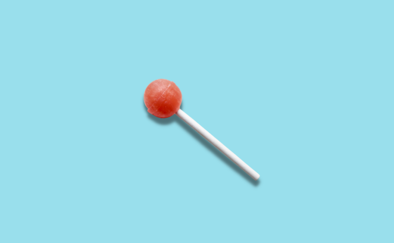 a lollipop on a blue background