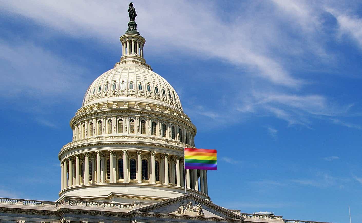 Rainbow flag flying at the U.S. Capitol