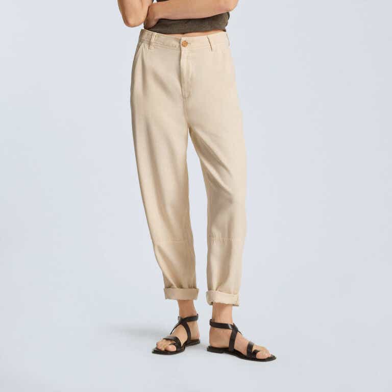 Natural Slacks and Chinos Full-length trousers Twinset Cotton Trouser in Beige Womens Clothing Trousers 