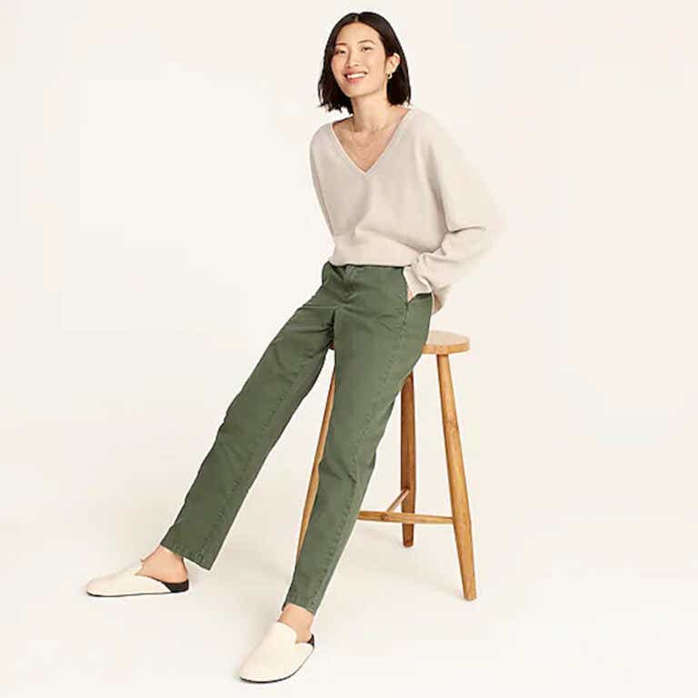 Slacks and Chinos Skinny trousers European Culture Cotton Trouser in Dark Green Womens Clothing Trousers Green 