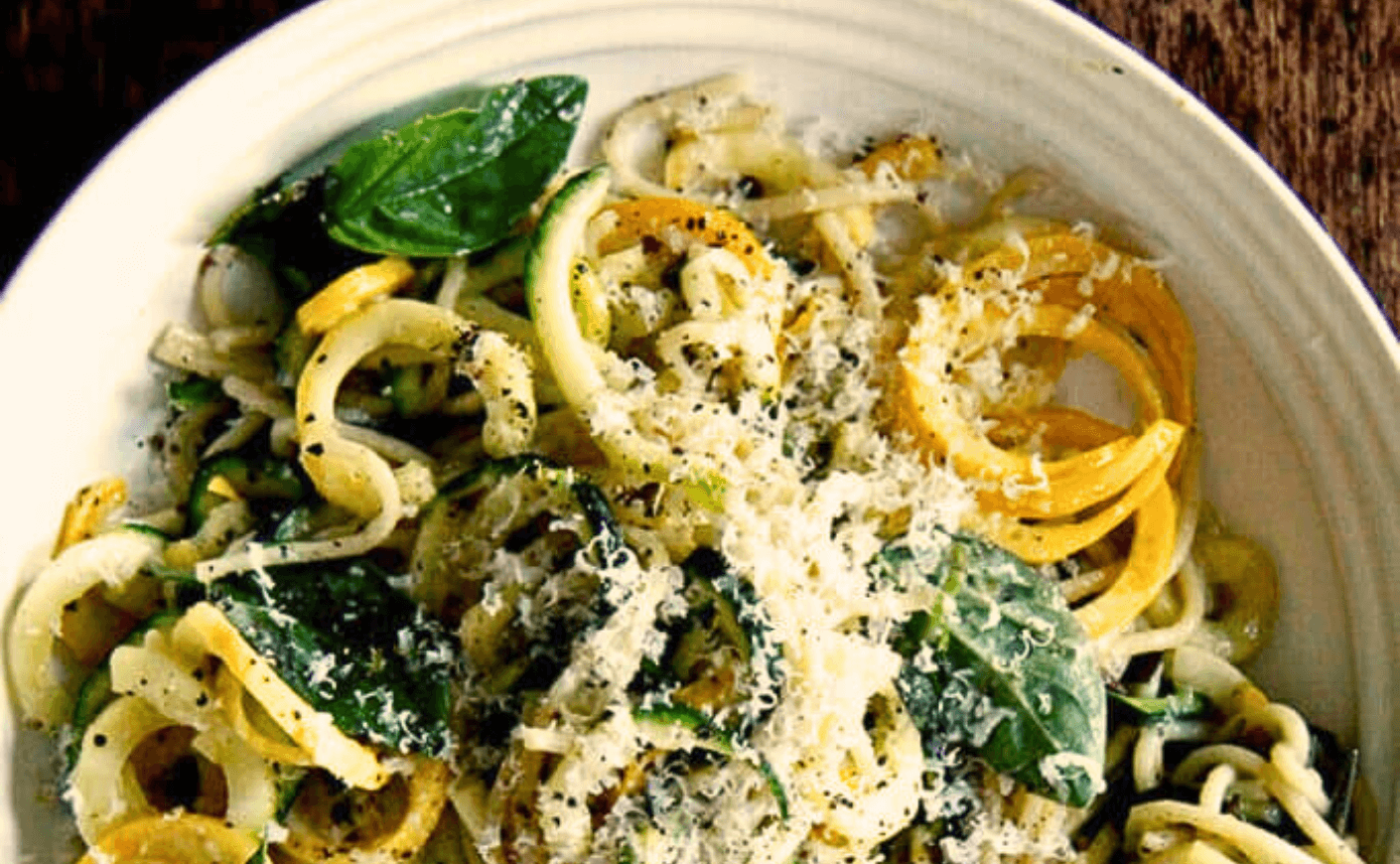 summer squash spaghetti in bowl