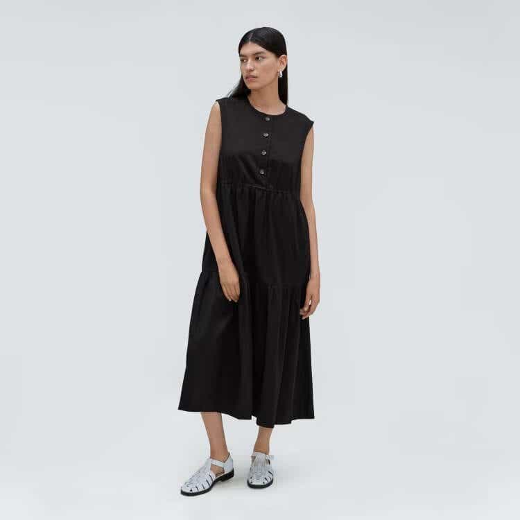 everlane tiered maxi dress