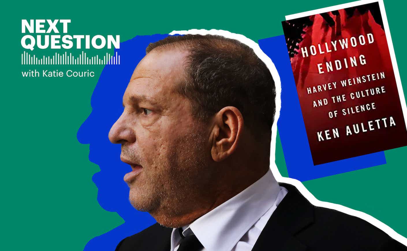 harvey weinstein next to the book by Ken Auletta