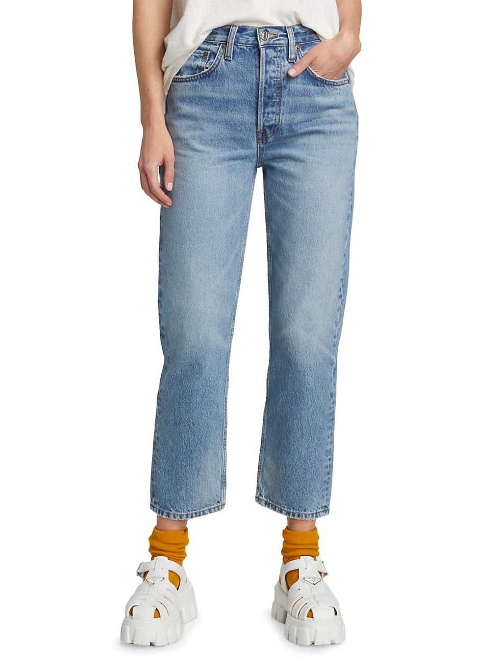 70s High-Waisted Cropped Stove Pipe Jeans