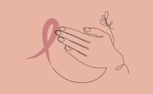 an illustration of a woman covering her breast