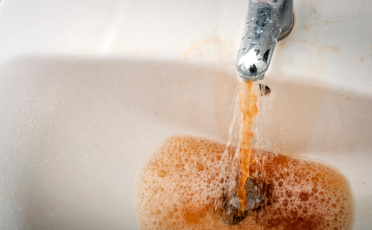Brown water coming from faucet