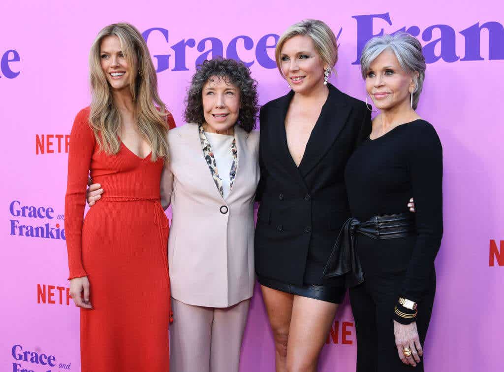 Hollywood, California, U.S.A. 20th July, 2023. Jane Fonda, and June Diane  Raphael, part of the cast of the seven-season hit Netflix TV show Grace and  Frankie, are walking the SAG-AFTRA/WGA picket line