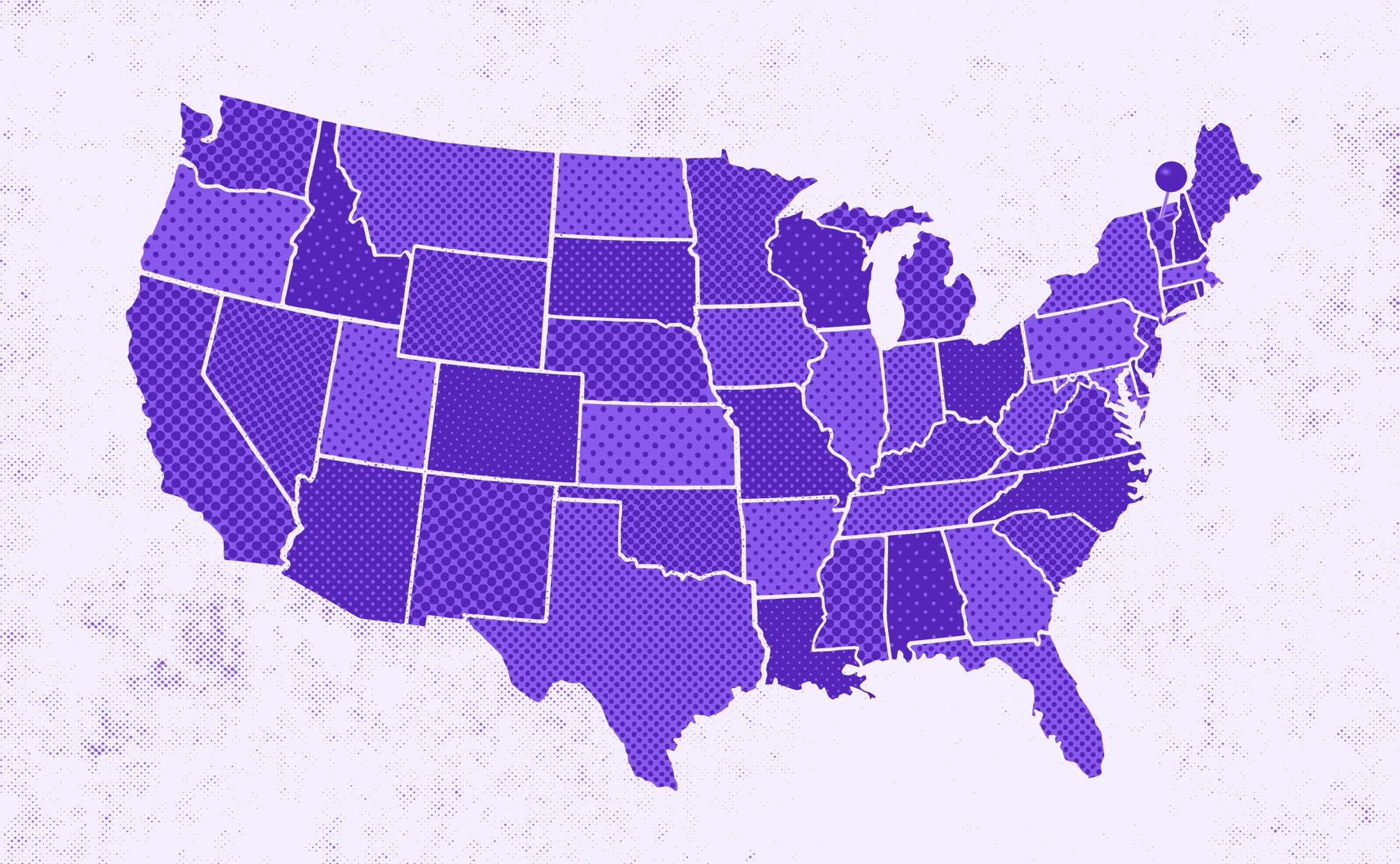 purple map of the United States