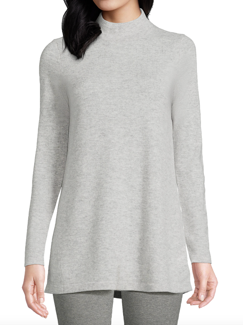 Lands’ End Cashmere Mock Neck Swing Tunic Sweater
