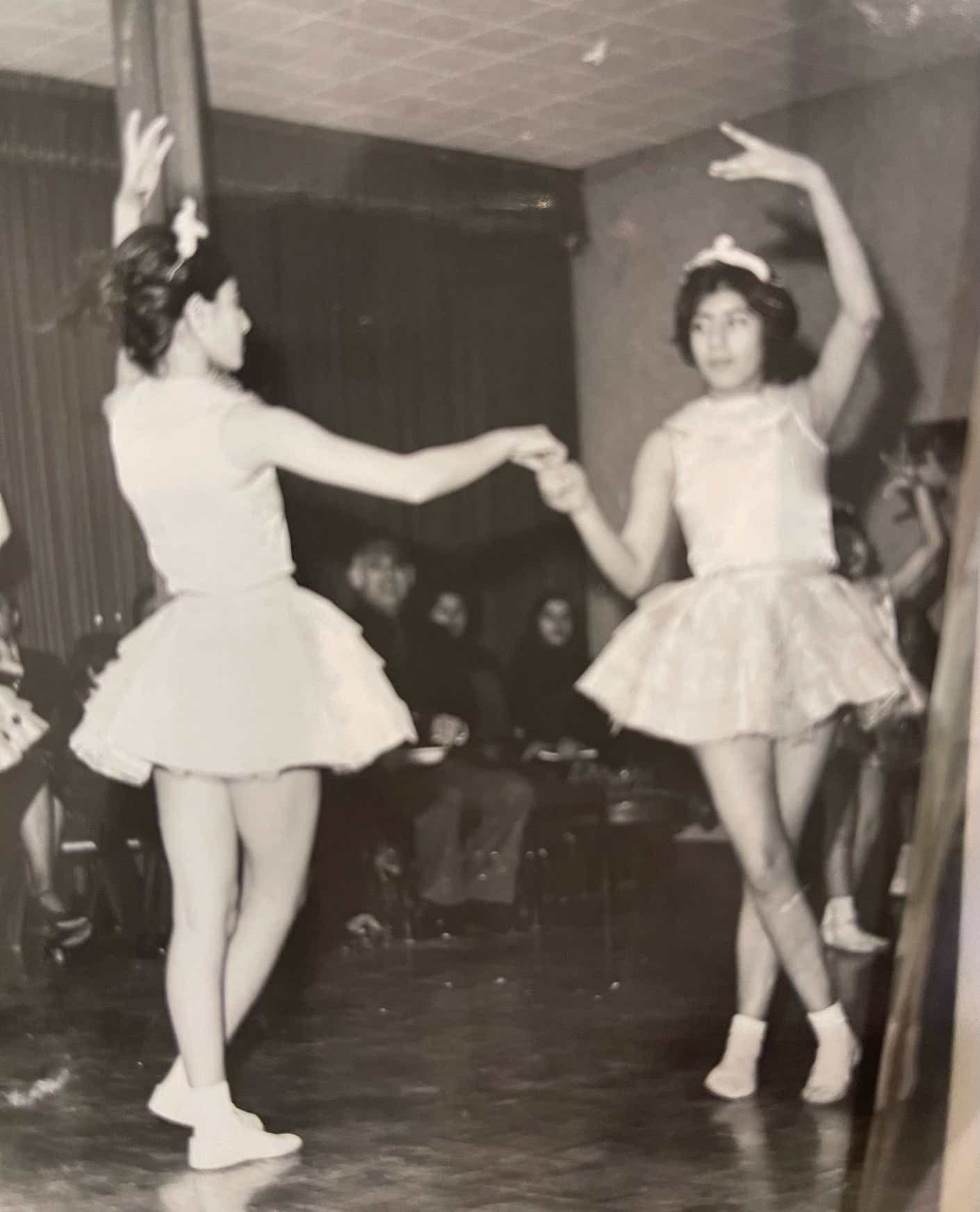 two young girls doing ballet in iran in the 1970s