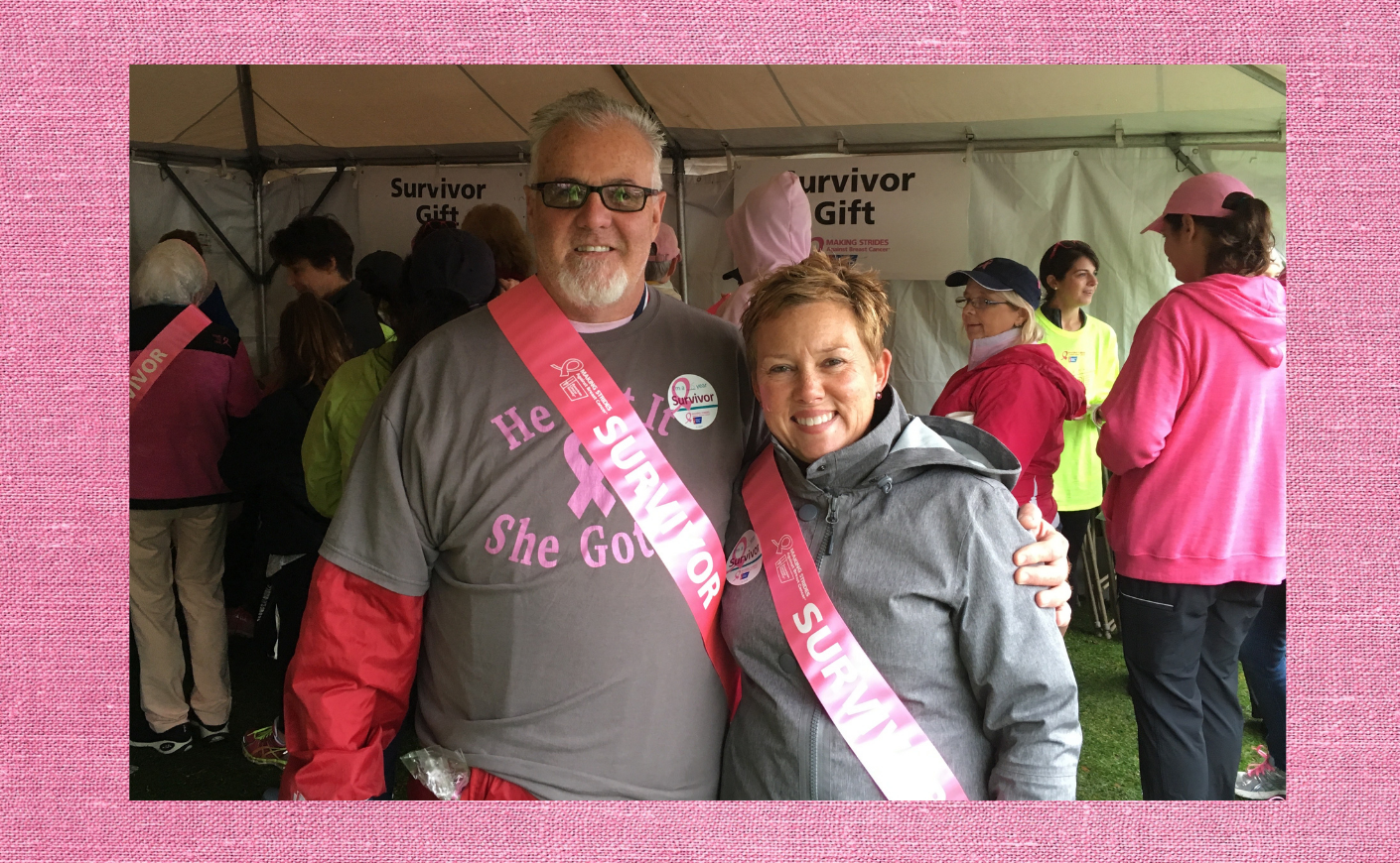 Rusty and Annellen Lydon, who both had breast cancer, attend a fundraising walk sponsored by the American Cancer Society. (Photo courtesy Annellen Lydon)